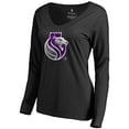 thumbnail image 2 of Women's Black Sacramento Kings Midnight Mascot Long Sleeve V-Neck T-Shirt, 2 of 3