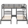 thumbnail image 5 of Euroco Full over Twin & Twin Bunk Bed, Wood Triple Bunk Bed for Kids' Room, Gray, 5 of 11
