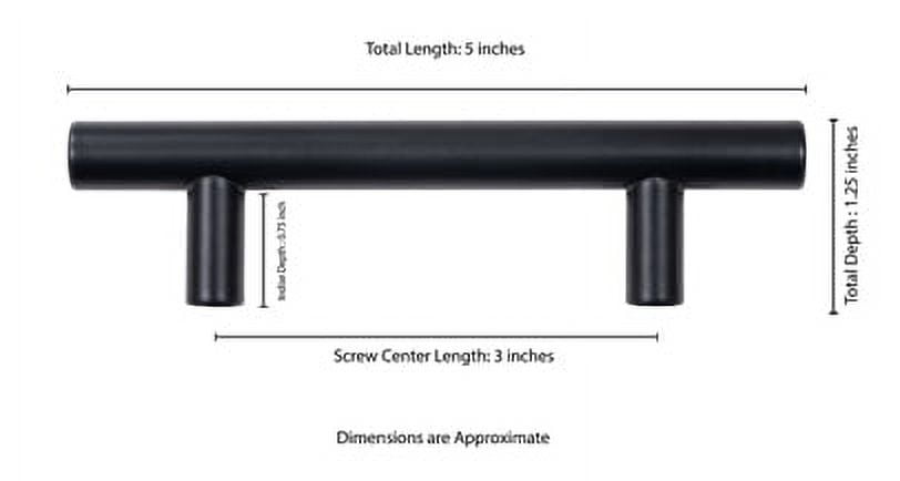 30 Pack Aldhurst Matte Black 3" Center-to-Center Cabinet Hardware Bar Handles Pulls 5" Length