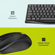 styletech MK100 Wired Keyboard and Mouse Bundle - Black, Compatible with PC