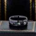 thumbnail image 3 of Jewelry Avalanche Men's Black Tungsten Carbide Wedding Band – Abalone Shell Inlay, Beveled Edge, 8mm Comfort Fit Ring size 11, 3 of 4