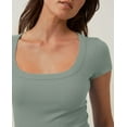 thumbnail image 4 of Sherrylily Womens Scoop Neck Short Sleeve Tops Slim Ribbed Casual T Shirts, 4 of 4