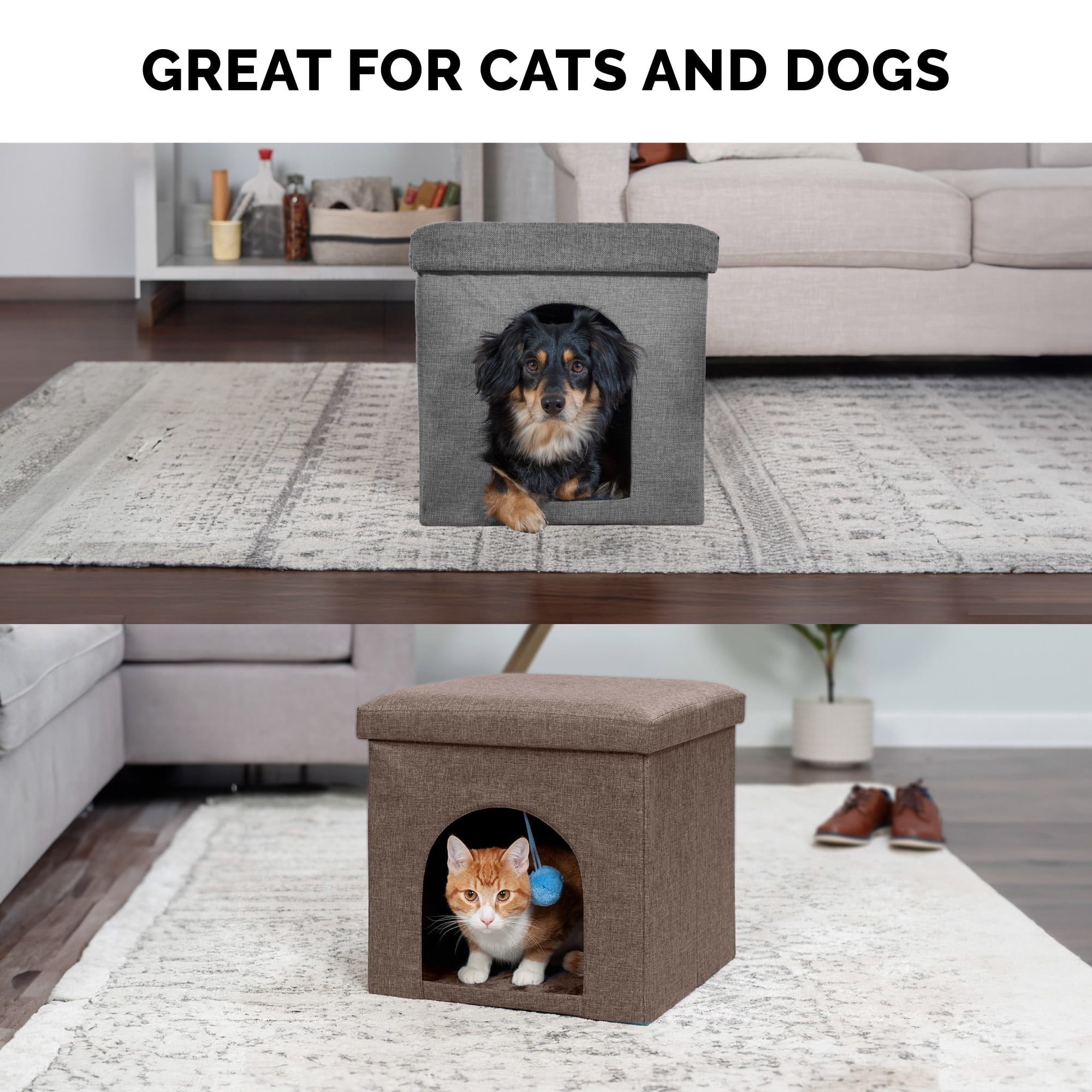 FurHaven Pet Products Small Pet House Footstool for Dogs & Cats - Coconut Brown