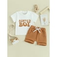 thumbnail image 2 of vera natura Baby Boys Shorts Set, Short Sleeve Letters Print T-shirt with Elastic Waist Shorts Summer Outfit, 2 of 9
