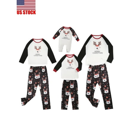 

Sunisery Matching Family Christmas Pajamas Sets Xmas Cartoon Print Pjs for Couples Adult Kid Baby