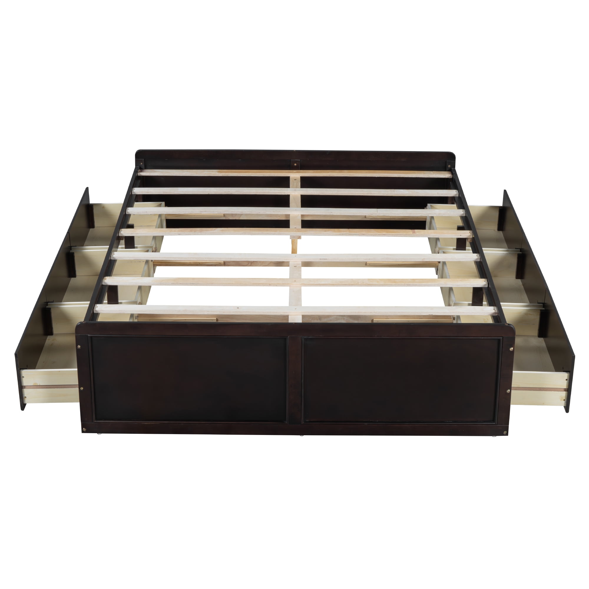 Euroco Wood Queen Size Platform Bed with 6 Drawers for Living Room, Espresso
