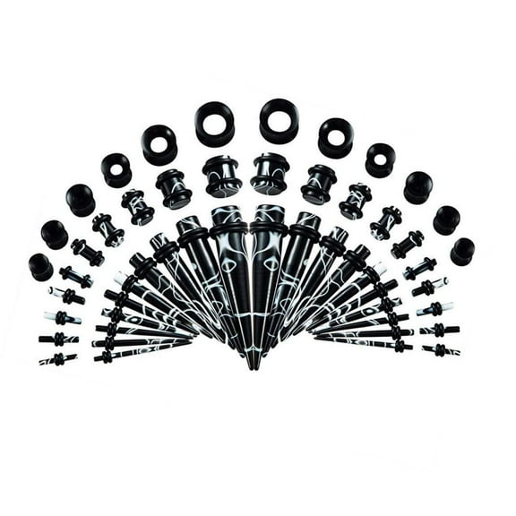 Yoursfs 50 Pieces Ear Stretching Kit 14G-00G Acrylic Tapers and Plugs Silicone Tunnels Ear Gauges Expander Set Body Piercing Jewelry