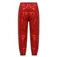 thumbnail image 2 of Lejafay Kids Boys Girls Shiny Sequins Long Harem Pants Dance Trousers for Hip-hop Jazz Dancewear Red 140, 2 of 7