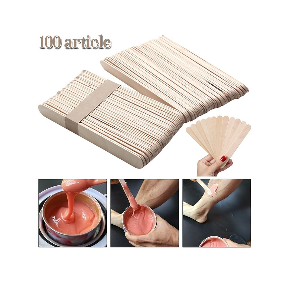 100Pcs Disposable Wooden Depilatory Wax Applicator Stick Spatula Hair