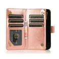 thumbnail image 4 of Kaleidio Case For Motorola Moto G Pure, Moto G Power (2022) [Luxury Wallet] PU Leather Flip [Card Slot][Foldable Stand Feature] Hybrid Zipper Cover [Rose Gold], 4 of 6