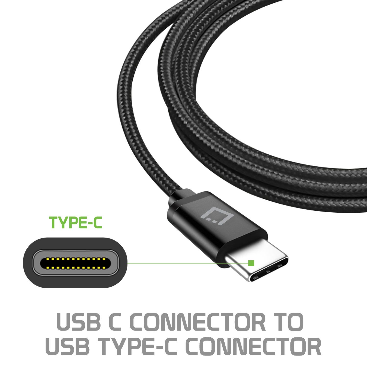 Cellet USB-C to USB-C Cable Compatible with Nokia C2 Tava, Heavy Duty Braided USB Type-C to Type-C Cable (6 feet/1.8 meters) and Atom Wipe - image 2 of 9