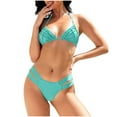 thumbnail image 2 of Traje de baño de dos piezas para mujer, trajes de baño para mujer, traje de baño de dos piezas con tirantes al cuello y abertura en tres puntos para mujer, traje de baño de poliéster para mujer, 2 of 5