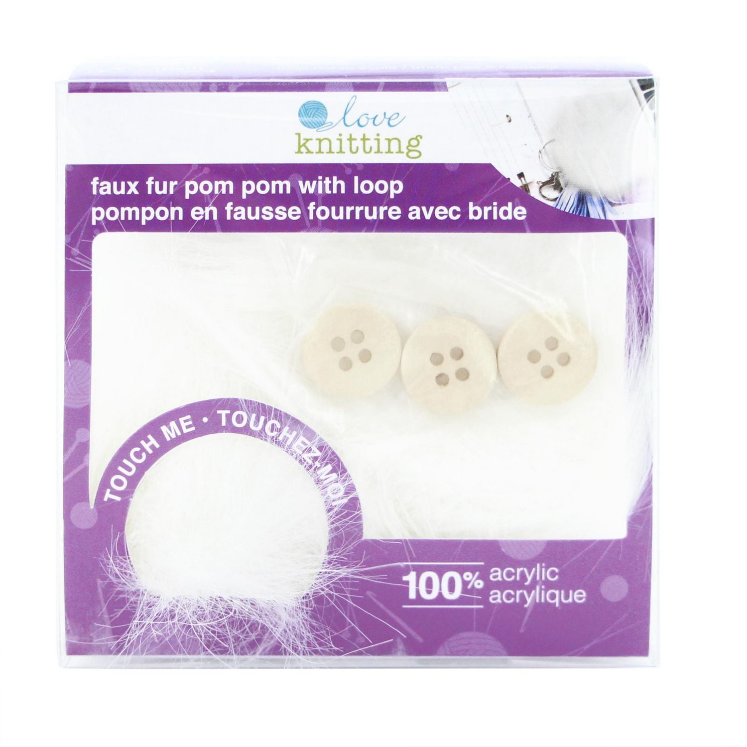 Love Knitting Pom Pom 4" White - 2pcs, 2pcs