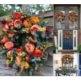 thumbnail image 4 of Fall Peony and Pumpkin Wreath, Autumn Year Round Wreaths for Front Door, Artificial Fall Wreath, Autumn Front Door Wreath Thanksgiving Wreath for Home Farmhouse Home Wall Window Festival, 4 of 6