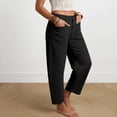 thumbnail image 4 of Karymi Linen&nbsp;Pants&nbsp;Women Solid Single Button Zipper Fly High Waist Barrel Cropped Pants, Front Patch Pocket Loose Curved Wide Leg Trousers Pants for Women, 4 of 7