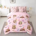 thumbnail image 2 of Manfei Lovely Sloth 7pcs Bedding Comforter Set,Jungle Wildlife Queen Bedding Sets,Pink Brown Queen Sheet Sets For Kids Girls,Microfiber Bedroom Decor Reversible, 2 of 8