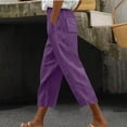 thumbnail image 2 of Seductiva Soft Leggings for Women Pants for Women Casual 2025 Summer Drawstring Elastic High Waist Linen Pants Wide Leg Cropped Trousers Loose Casual Pants, 2 of 5