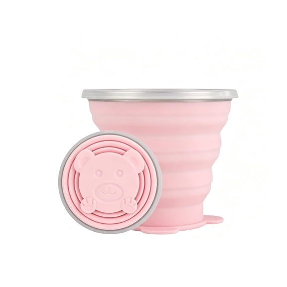 Collapsible Travel Cup with Lid, Reusable Silicone Folding Cup for Camping & Commuting – Portable Space-Saving Coffee Mug with Carrying Lanyard, BPA Free 100% Leak Proof for Outdoor Adventures