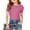 Pink, variant on Amidoa Girls Ribbed T Shirts- Crewneck Soft Short Sleeve Casual Kids Summer Tops Basic Tees Pink Size 5-14
