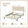 thumbnail image 2 of Platform Bed Frame with Upholstered Headboard, Fabric Upholstered Bed Frame with Adjustable Headboard, Bed Frame with Diamond Pattern and Soft Fabric, Wood Slat Support, Grey, 2 of 9