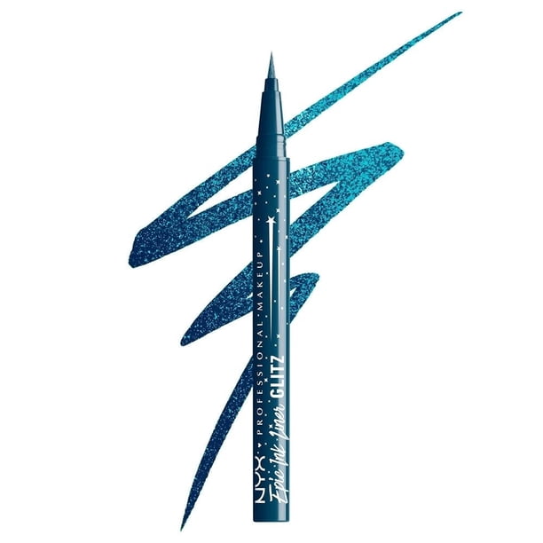 Delineador de Ojos Nyx Professional Makeup Epic Ink Liner GLITZ Denim Dazzle Azul Marino Brillante