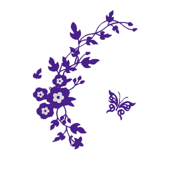 JeashCHAT Toilet Sticker , Flower and 2 Butterflies Bathroom Toilet Seat Wall Decals Peel and Stick DIY Wall Decor Removable Waterproof Floral Toilet Sticker Restroom Decor, Purple