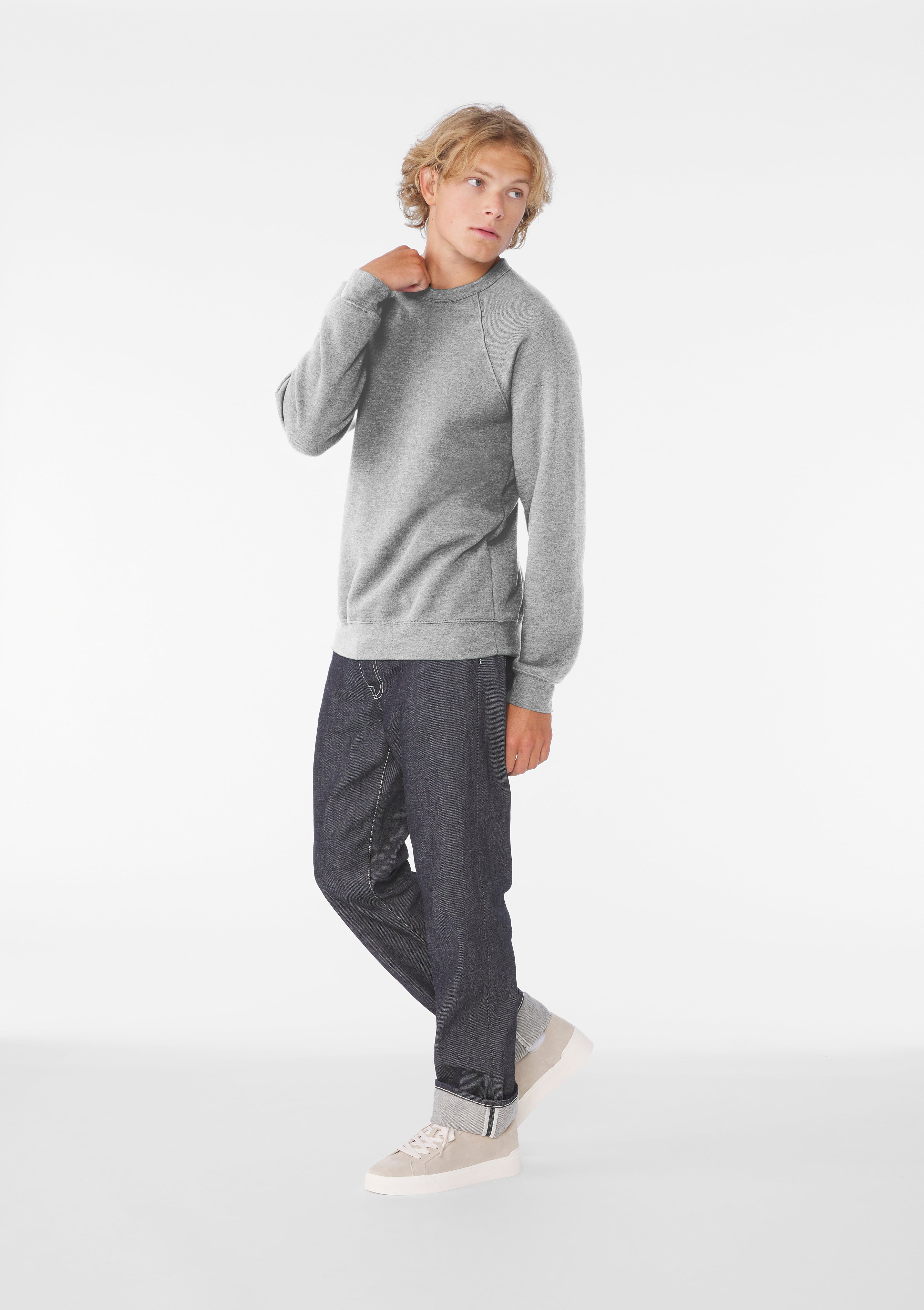 BELLA+CANVAS Adult Crew Neck Personalized Sweatshirt, Create your own Designs, Athletic Heather, Grey, Large, Unisex