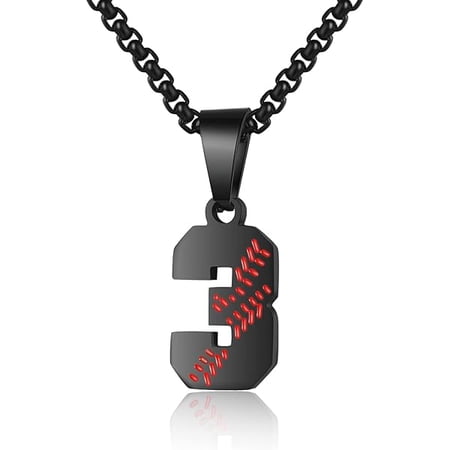 LYH Baseball Number Necklace - Stainless Steel Chain Pendant for Men Athletes 00-99 Jersey Number Gift