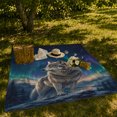 thumbnail image 7 of Gray Wolf Beneath Aurora Skies, Realistic Fantasy Wildlife Illustration Composition, Just Because Gift for Wolf Art Enthusiasts, Cozy Flannel Blanket and Home Decor for Living Room and Bedroom, 7 of 7