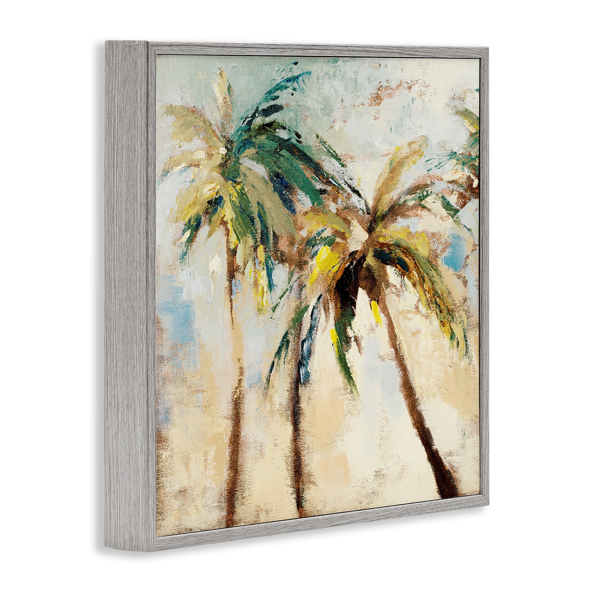 Stupell Industries Tall Palm Trees Abstract Botanical & Floral Painting Gray Framed Art Print Wall Art, 12 x 12