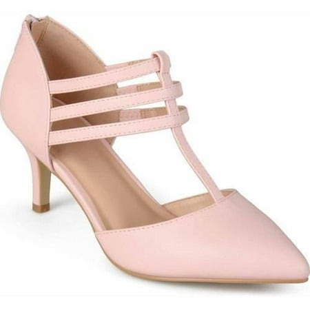 - Womens T-strap Pointed Toe Matte Dress High Heels