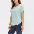 thumbnail image 4 of SWSMCLT Women's Soft T Shirt Short Sleeve Shirt Loose Summer Top Basic Running Cool Crew Neck Gym Yoga Boat Neck Blue 4-6, 4 of 4