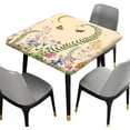 thumbnail image 2 of Spring Square Fitted Tablecloth, Butterfly Botany Florals Wipe Clean Polyester Table Cloth, Fit for 36" x 36"Square Table, for Outdoor Picnic Camping and Indoor Kitchen Dining Party Decor, Beige, 2 of 6