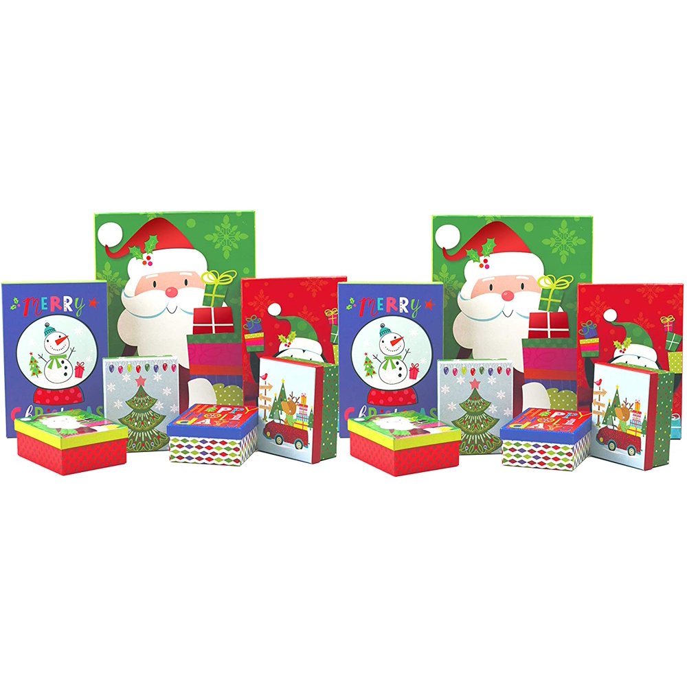 Christmas Gift Boxes with Lids - Reusable Holiday Gift Wrap Boxes for Christmas Presents - Great