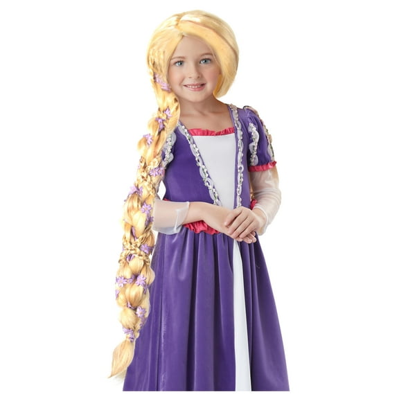 Disney Princess Yellow Halloween Rapunzel Costume Wig, with Flowers for Child