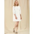 thumbnail image 4 of Allegra K Vestido Campesino Recto Con Cinturón Manga Abullonada Con Volante Media Tapeta Para Mujer Blanco M Unique Bargains ajustado, 4 of 6