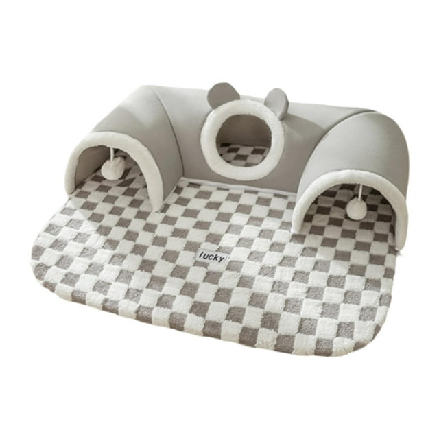 Tachiuwa Cat Tunnel Bed Small Animal Tunnel Playing Hut for Hamster Bunny Rabbits gray L