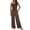 Brown, variant on SBYOJLPB Full Length Pants Jumpsuit for Women's Solid Color Strapless Tube Top Jumpsuit Loose Wide Leg Long Pants for Casual Beach Vacation