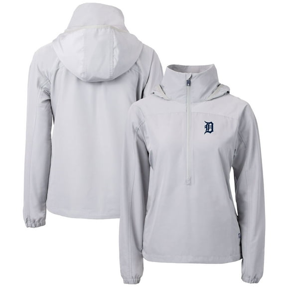 Women's Cutter & Buck Gray Detroit Tigers Charter Eco Recycled Half-Zip Anorak Jacket