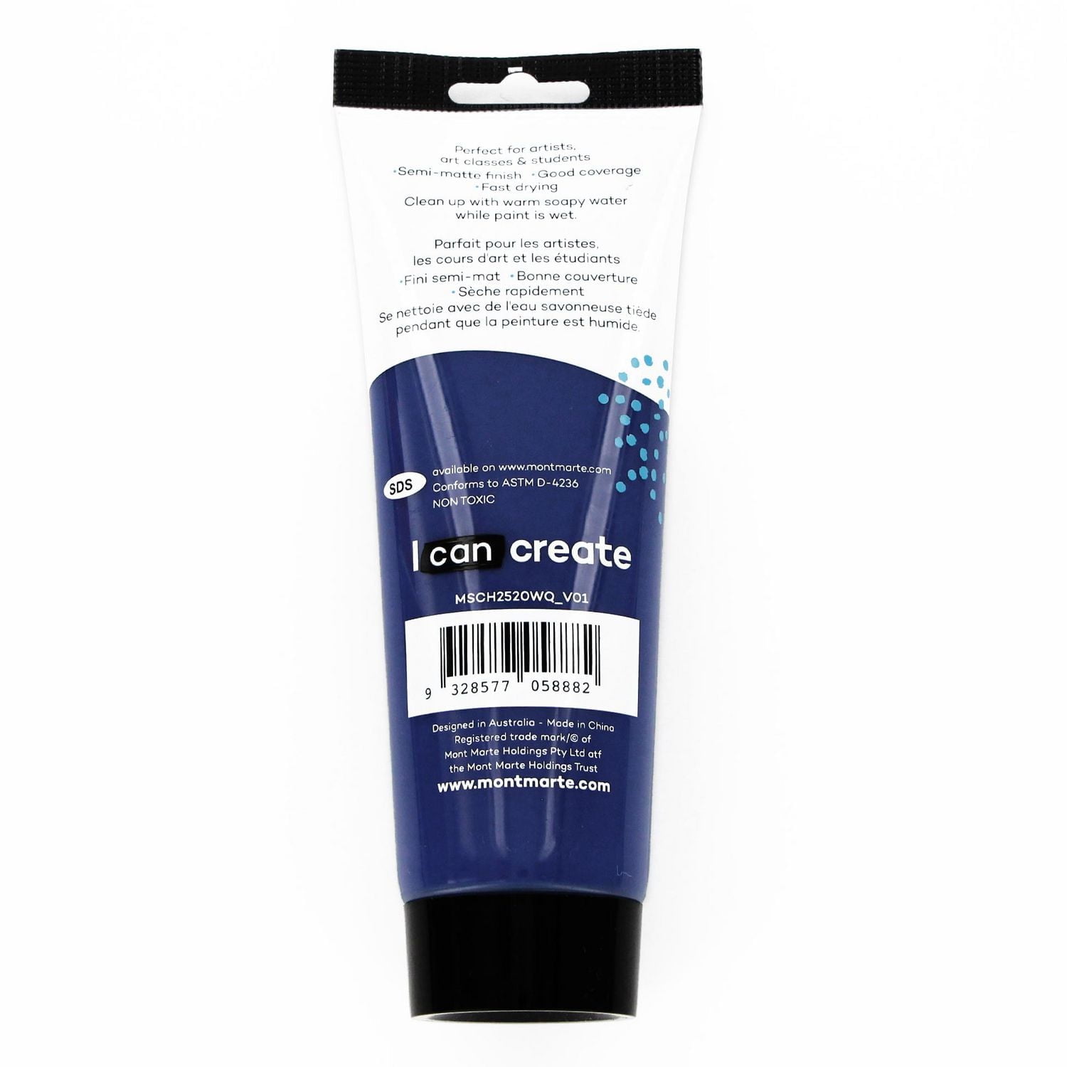 MONT MARTE Acrylic Colour Paint — Phthalo Blue, 250 mL (8.45 US fl oz) Tube