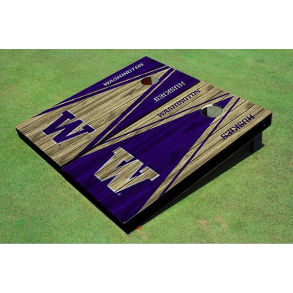 University Of Washington "W" Alternating Wood Look Triangle Cornhole Boards