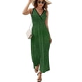 thumbnail image 2 of Grass Turf Fake Grass Green Grass Womens Night Club Maxi Dress V Neck Sleeveless Bohemia Long Dresses, 2 of 9