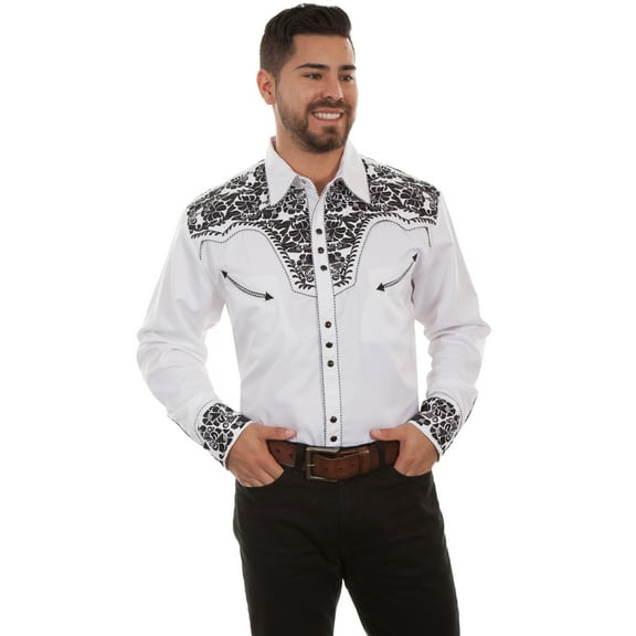Scully Men's P-634 Shirt White-Black L