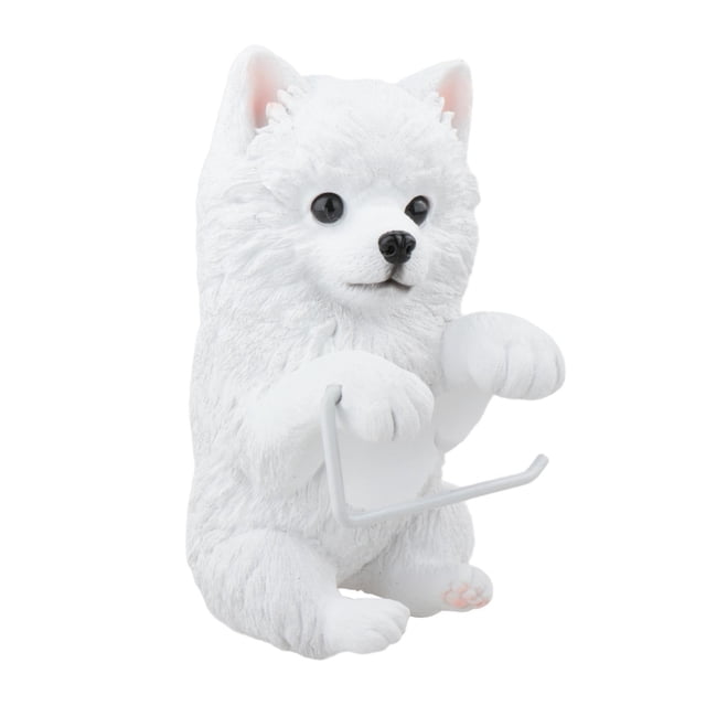 Portarrollos de papel higiénico con forma de perro, creativo, para montar en la pared Samoyedo