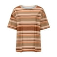 thumbnail image 2 of Drses Women's Summer T-shirt Striped Short Sleeved Round Neck Casual Loose Shoulder Versatile T-shirt, 2 of 7