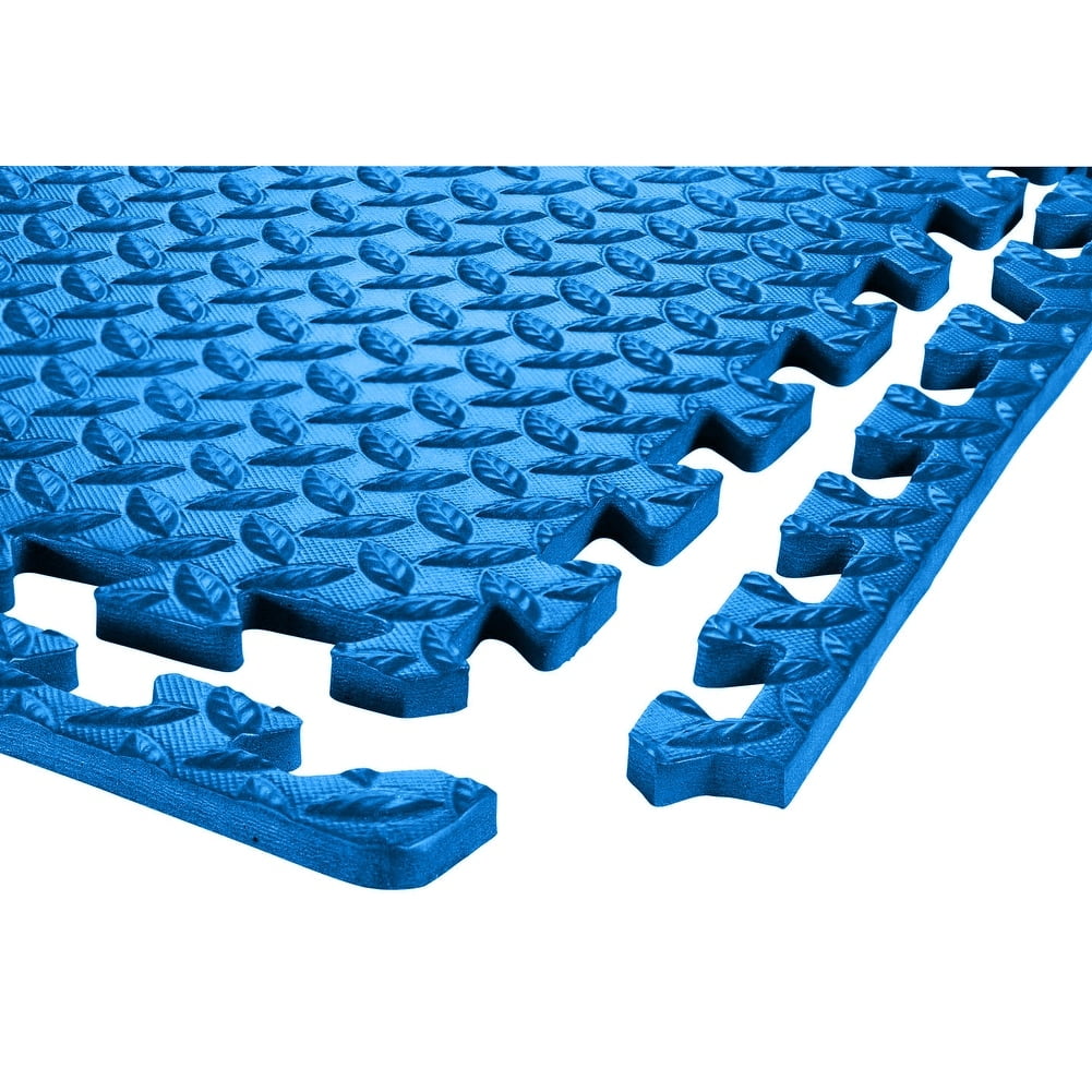 Sivan Health and Fitness 24 Sq Ft Blue EVA Foam Interlocking Exercise Mat, 6-Tile