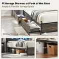thumbnail image 6 of OKD King Size Bed Frame with 45" High LED Light Headboard, Modern Upholstered Platform Bed with 4 Drawers, Dark Rustic Oak, 6 of 7