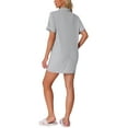thumbnail image 3 of INSPIRE CHIC Camisón de botón para mujeres, pijama vestido de manga corta, ropa de verano, bata de noche XL gris, 3 of 6
