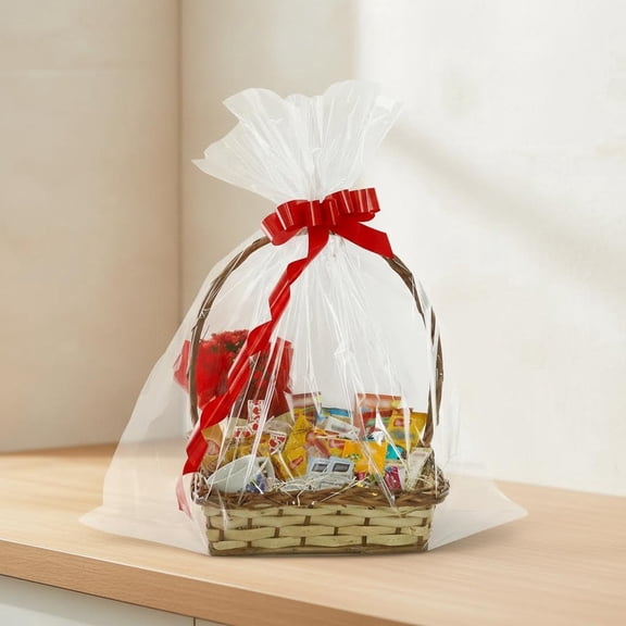 Easter Cellophane Bags, Clear Basket Bags for Gift Baskets