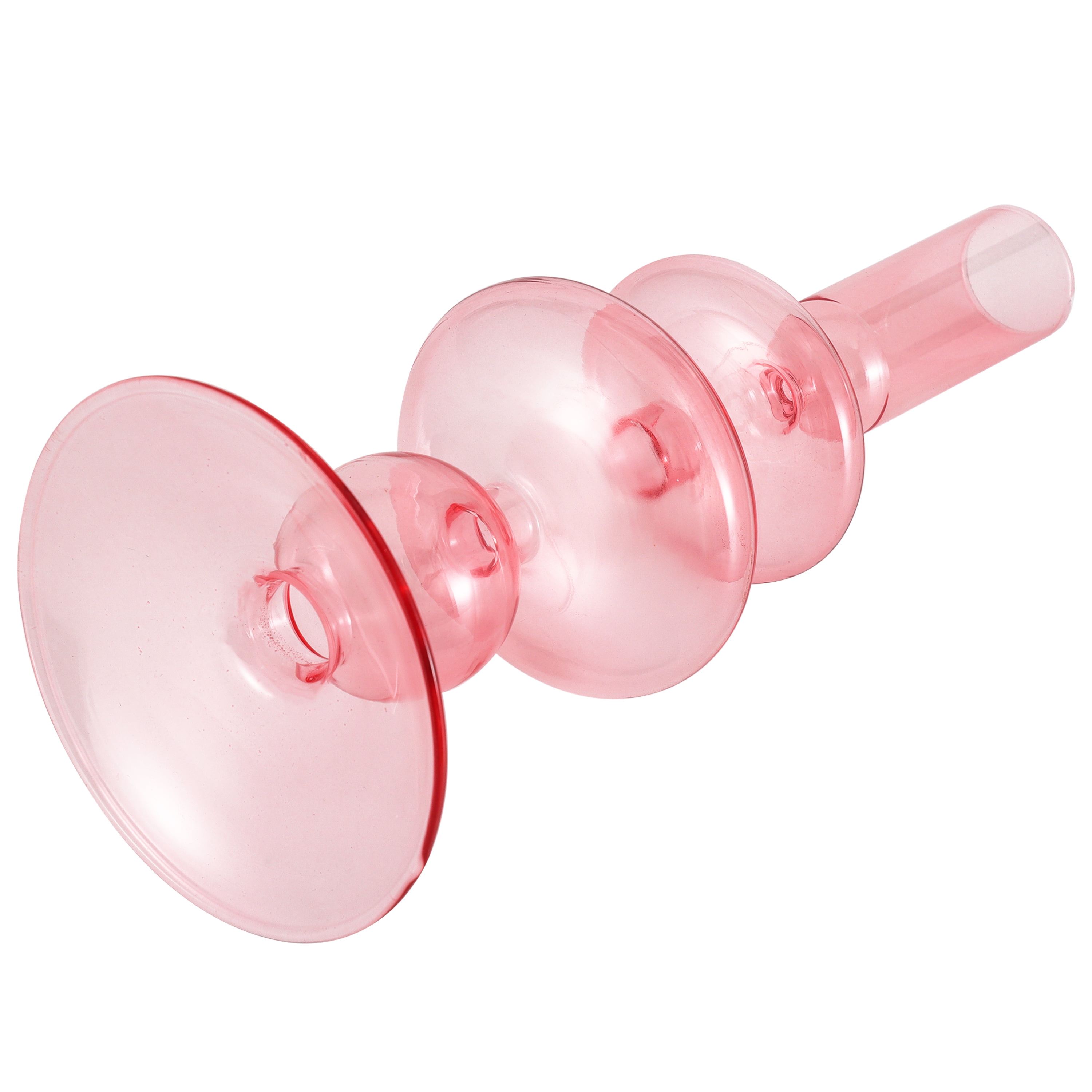 Mainstays Pink Translucent 7.87" Tall Glass Bubble Shaped Tabletop Taper Candle Holder, Large